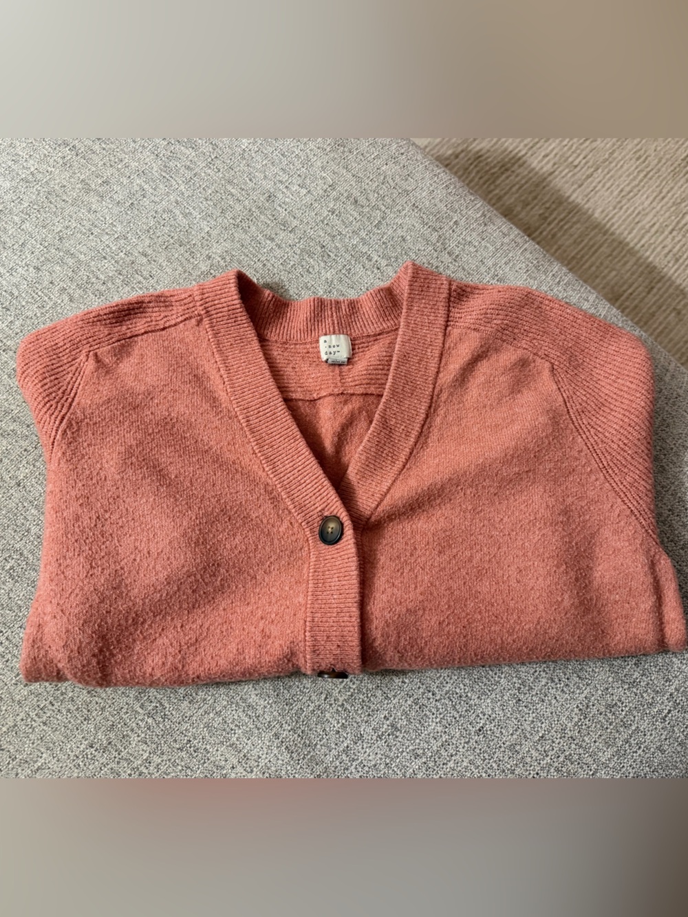 a new day Dusty Coral Ribbed V-Neck Cardigan